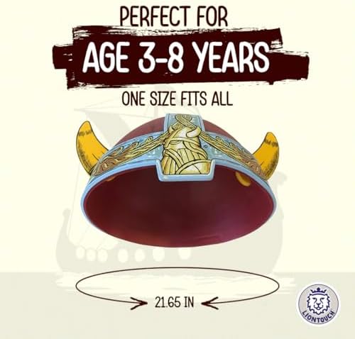 Viking Helmet with Horns for Kids - Age 3-8 Years | One Size | Inspired By Harald | Viking Costume Accessory For Role Play