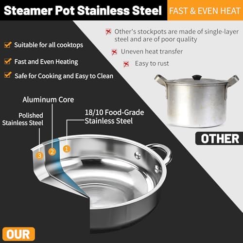 Vegetable Steamer Basket, Stainless Steel Folding Steamer Basket Insert for Veggie Fish Seafood Cooking