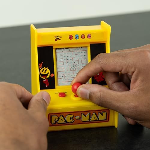 Pac-Man Desktop Arcade – Retro Mini Arcade Game with Classic 8-Bit Gameplay, LCD Screen, Joystick Controls, Battery-Powered