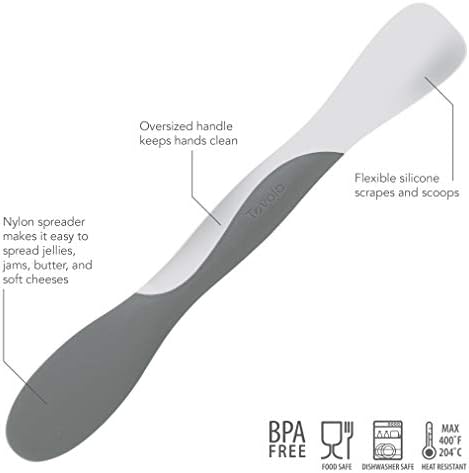 Tovolo Elements Scoop and Spread Large Dual End Silicone Sandwich Spreader Tool with Nylon Handle