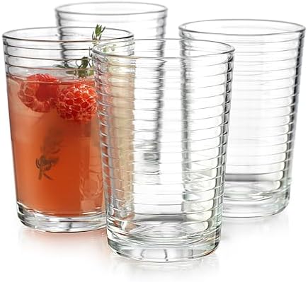 Juice Glasses 7 oz. Set Of 4 Glass Cups – By Home Essentials and Beyond – Beverage Water Tumblers for Juice, Whiskey, Cocktails