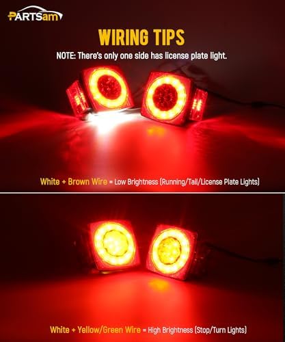 Partsam Led Submersible Trailer Tail Lights Kit