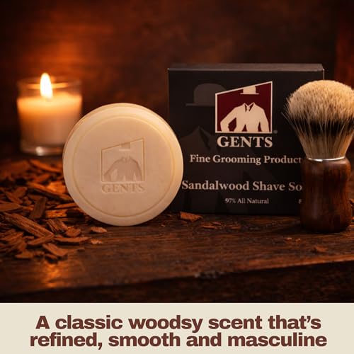 GENTS All Natural Shaving Soap Set for Men, 3 Pack Cedar & Pine, Sandalwood, Bay Rum, Shea Butter Rich Lather, Barbershop Wet Shave Grooming Kit