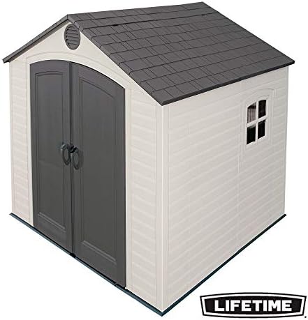 LIFETIME 6411 Outdoor Storage Shed with Window, 8 by 7.5 Feet,Putty/Brown
