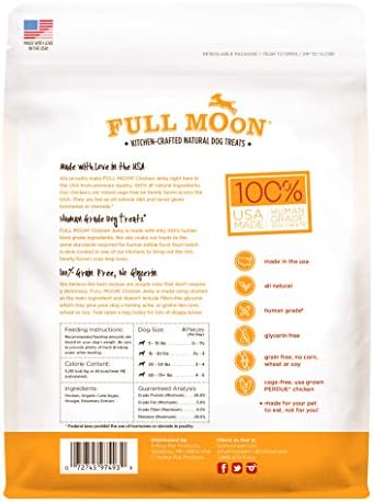 Full Moon Chicken Jerky Healthy All Natural Dog Treats Human Grade Made in USA Grain Free, 1.5 Pound (Pack of 1)