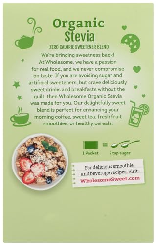 Wholesome Sweeteners Organic Stevia Packets, 75 Count, 1 Case, (Packaging May Vary)