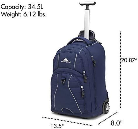 High Sierra Freewheel Wheeled Laptop Backpack, True Navy, 20.5 x 13.5 x 8-Inch