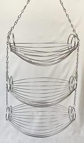 3 Tier Fruit Bowl Fruit Basket for Kitchen, Hanging Kitchen Storage Organizer