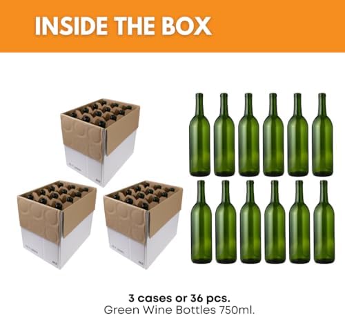 Home Brew Ohio 6 Gallon Bottle Set: Green Claret/Bordeaux (36 Bottles) | Food-grade wine bottles green for winemaking