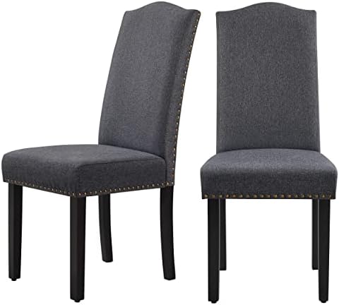 Yaheetech Dining Chairs Set of 2 High Back Parson Chairs Khaki