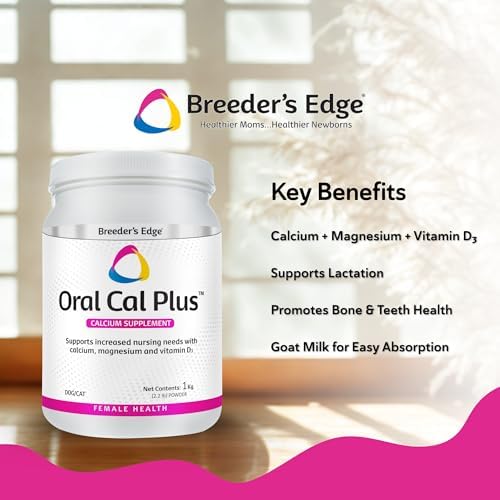 Breeder's Edge Oral Cal Plus Gel, Whelping and Queening Calcium Supplement Gel for Dogs and Cats Delivers 3 Calcium Sources in Labor to Support Strong and Normal Contractions, 30ml Paste