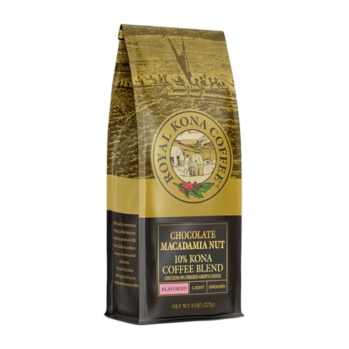ROYAL KONA COFFEE - Medium Roast Ground Coffee, Vanilla Macadamia Flavor, 8 Ounce