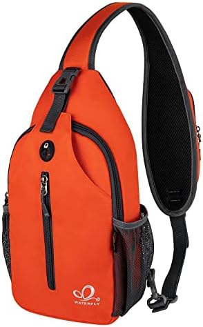 WATERFLY Crossbody Sling Backpack Sling Bag Travel Hiking Chest Bag Daypack (Black) | Small Hiking bag,Multi-compartment storage,Water-resistant,Breathable back pad,Reversible adjustable shoulder strap