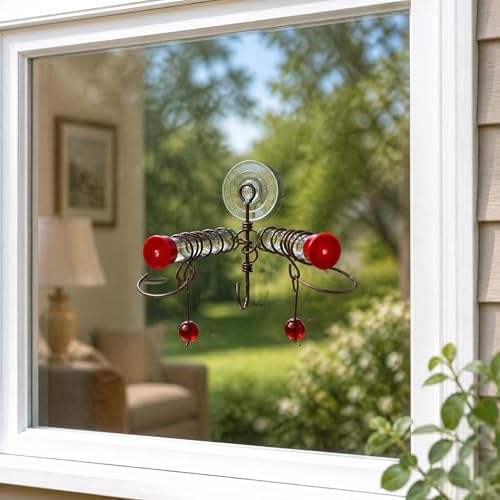 Window Hummingbird Feeder with Suction Cup, 2 Nectar Ports | Window Mount; Suction Cup Design; 2 Nectar Ports; Up-Close Viewing