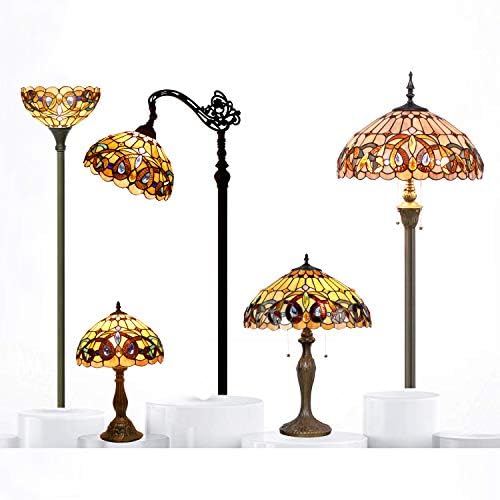 WERFACTORY Tiffany Floor Lamp Stained Glass Torchiere Standing Corner Light