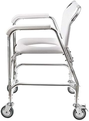 DMI Rolling Shower Chair, Commode, Transport Chair, FSA Eligible, Rolling Bathroom Wheelchair for Handicap, Elderly, Injured or Disabled