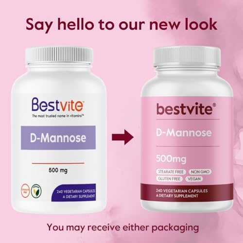 BESTVITE D-Mannose 500mg (240 Veg Caps) - Corn Free - No Fillers - Vegan