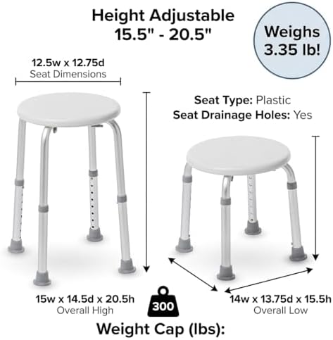 NOVA Medical Products Bath Stool White 1 Count (Pack of 1)