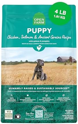 Open Farm Ancient Grains Dry Puppy Food, Chicken & Salmon Kibble, 4lb Bag