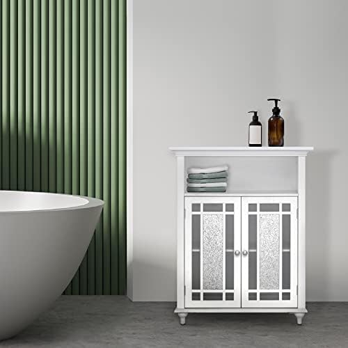 Teamson Home Windsor 26.5 in. x 34.02 in. 2-Door Freestanding Wooden Floor Cabinet with Adjustable Shelves for Storage Solutions in Bathrooms