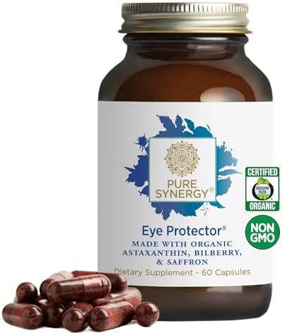 PURE SYNERGY Eye Protector | 100% Natural, Vegan Eye Health Supplement | with Organic Astaxanthin, Lutein