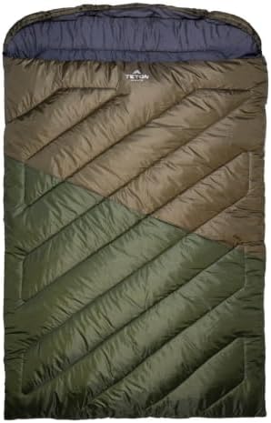 Teton Mammoth Queen Size Double Sleeping Bag- A Warm Bag the Whole Family can Enjoy – Great for Camping, Hunting and Base Camp. Compression Sack Included