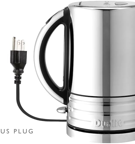 Dualit Design Series Kettle - 50.7 fl.oz - Stainless Steel Kettle with Black Trim - Rapid Boil and Patented Pure Pour Non-Drip Spout - Measuring