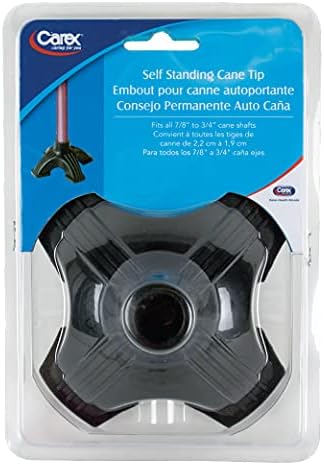 Carex Self Standing Sturdy Non-Slip Rubber, Stabilizing Four Pronged Cane Tip, Quad Cane Base Won't Scuff Floors, Adds Stability to Your Walking