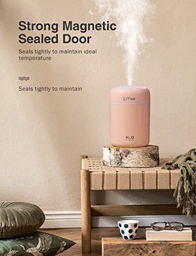 LtYioe Colorful Cool Mini Humidifier, USB Personal Desktop Humidifier for Car, Office Room, Bedroom, etc. Auto Shut-Off, 2 Mist Modes