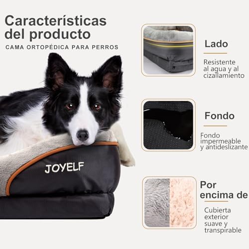JOYELF Large Memory Foam Dog Bed, Orthopedic Dog Bed & Sofa with Removable Washable Cover and Squeaker Toy as Gift