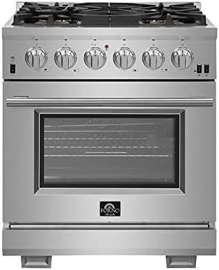 FORNO Capriasca Full Gas 30" Inch. Freestanding Range with 5 Sealed Burners Cooktop - 4.32 Cu.Ft. Gas Convection Oven Capacity