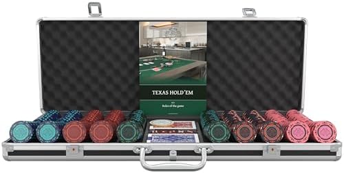 Bullets Playing Cards | Poker Set Corrado | 500 Clay Poker Chips (14 g) with Aluminum Case & Playing Cards – Texas Hold’em