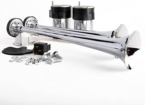 Loud Sound 129dB 2-Trumpet Compact Air-Horn-Kit, With Dual-Air-Compressors