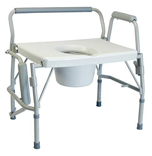 MediChoice Bariatric Drop Arm Bedside Commode Chair with Pail & Cover/Splash Shield, 600 lb . Weight Capacity, (1 Each)