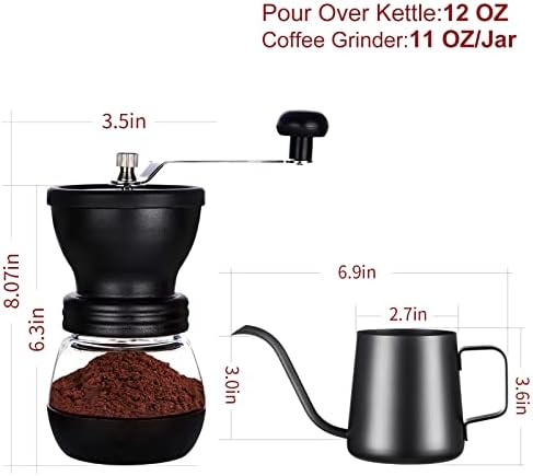 PARACITY Manual Coffee Grinder, Ceramic Burr, 2 Glass Jars, 11oz per Jar