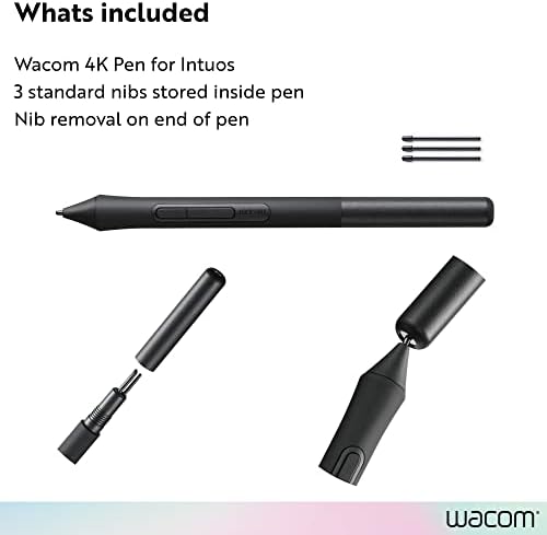 Wacom Intuos Pen LP1100K | Cordless and battery free so pen never needs charging, 2 shortcut buttons, 4,096 levels of pressure sensitivity for control