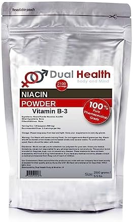 Niacin Powder (5.5 lbs - 2.5 kilograms) Vitamin B3 Bulk Supplement Immediate Release with Flush Nicotinic Acid Non-GMO, Vegan