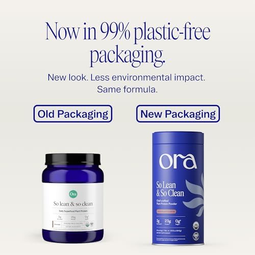 Ora Organic Plant-Based Protein Powder - 23g Protein for Women and Men - Vanilla Flavor 20 Servings, Vegan, Clean Protein, Third-Party Tested, Gluten-Free - 20 Servings