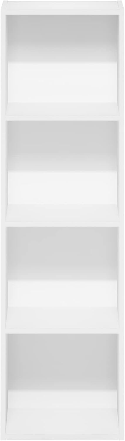 Furinno PASIR Book Shelf, 5-Tier Modern Bookshelf, Open Shelves Bookcase, 9 x 12 x 52, for Living Room, Bedroom, Home Office, Plain White