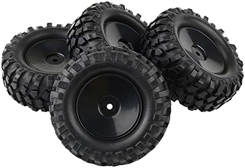 4PCS 1:10 RC Tires Rock Crawler Hex 12mm Hard Dish Wheels Rim | Rubber Tires, For Trail Finder 2, Gelande II, CR12 CC01 MST CMX, Trailer Tires
