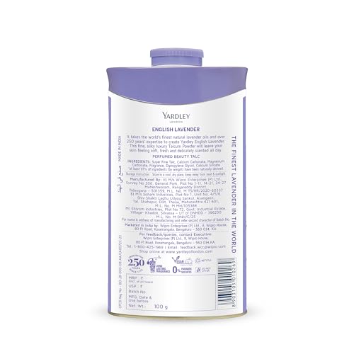 Yardley London English Lavender Perfumed Deodorizing Talc Talcum Powder 100gm, 3.5 Ounce