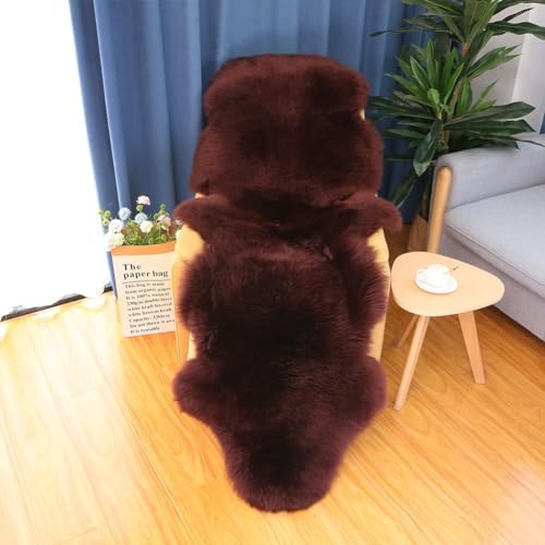 Real Sheepskin Rug Fluffy Sheepskin Throw Genuine Sheepskin Rug Sheepskin Seat Covers for Chairs Recliner Sofa (2.3x6.5ft) (Color : Ivory)