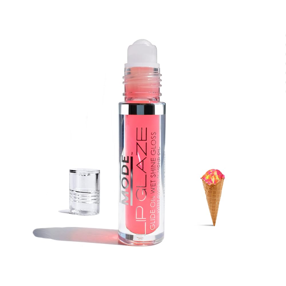 MODE Lip Glaze Cotton Candy Flavored Lip Gloss, Hydrating Sheer Wet Shine, Skincare Fruit Oils