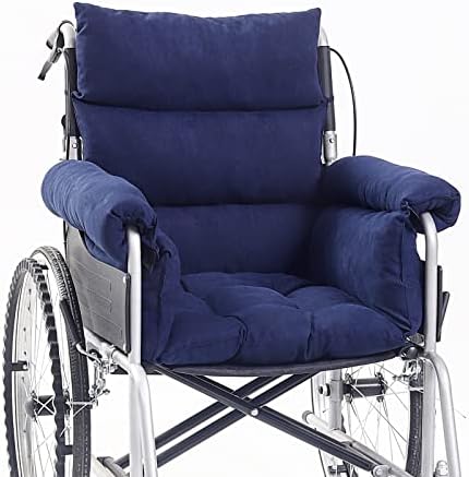 Wheelchair Cushions，Pressure Pain Relief Accessories with Armrest Covers. Supports Coccyx & Back, Non-Slip. Fits 18" Wheelchair with Full Arms, Blue.