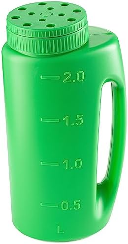 Superio Lawn Seed Spreader, Handheld Shaker for Lawn Seeds, Ice Melt Salt, Calcium, Deicer, Weed and Feed Spreader, 2 Liter, Adjustable Hole Size