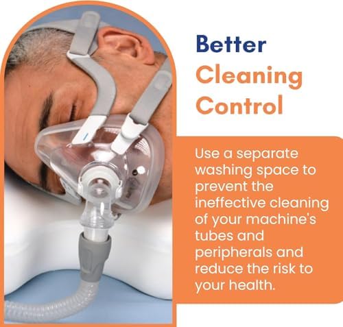 CPAP Cleaning Kit and Supplies for Mask, Hose, and Accessories - 1-Gallon Collapsible Wash Basin, 6ft Brush Set