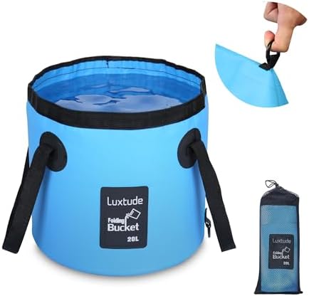 Luxtude Collapsible Bucket with Handle, Portable 5 Gallon Bucket for Camping, Fishing, Beach, Gardening, RV & Outdoor Emergency