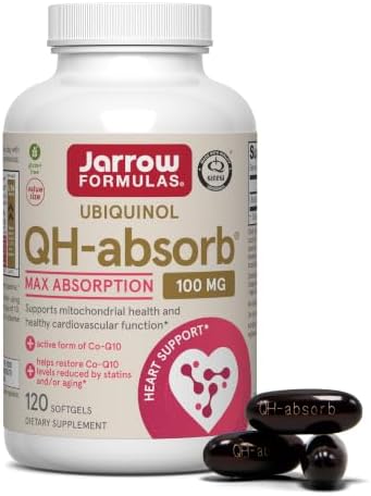 Jarrow QH-Absorb Ubiquinol 100mg CoQ10, Heart Health, 120 Softgels | High Absorption, Supports Mitochondrial Energy Production & Healthy Cardiovascular Function, Dietary Supplement