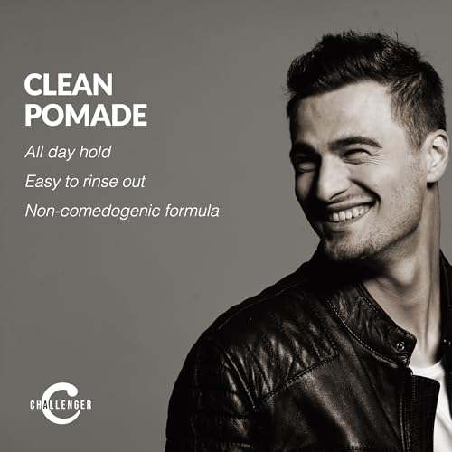Challenger Men’s Clean Cream Pomade, 1.5 Ounce | Fragrance Free, Non-Comedogenic Hair Styling Product | Medium Firm Hold & Natural Finish | Shine Free, Unscented, Water Based & Travel Friendly