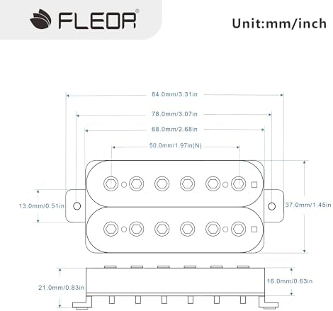 FLEOR Bridge Pickup Ceramic Double Coil Humbucker Pickups for Electric Guitar Pickup-Black